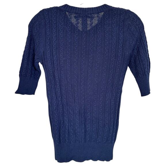 Rubbish Women's Button Down Cardigan Sweater Half Sleeve Size M Navy Blue - Picture 2 of 9